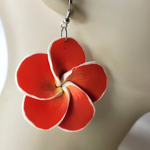 Hibiscus Earrings Floral Earrings Flower Earrings - Picture 1 of 6